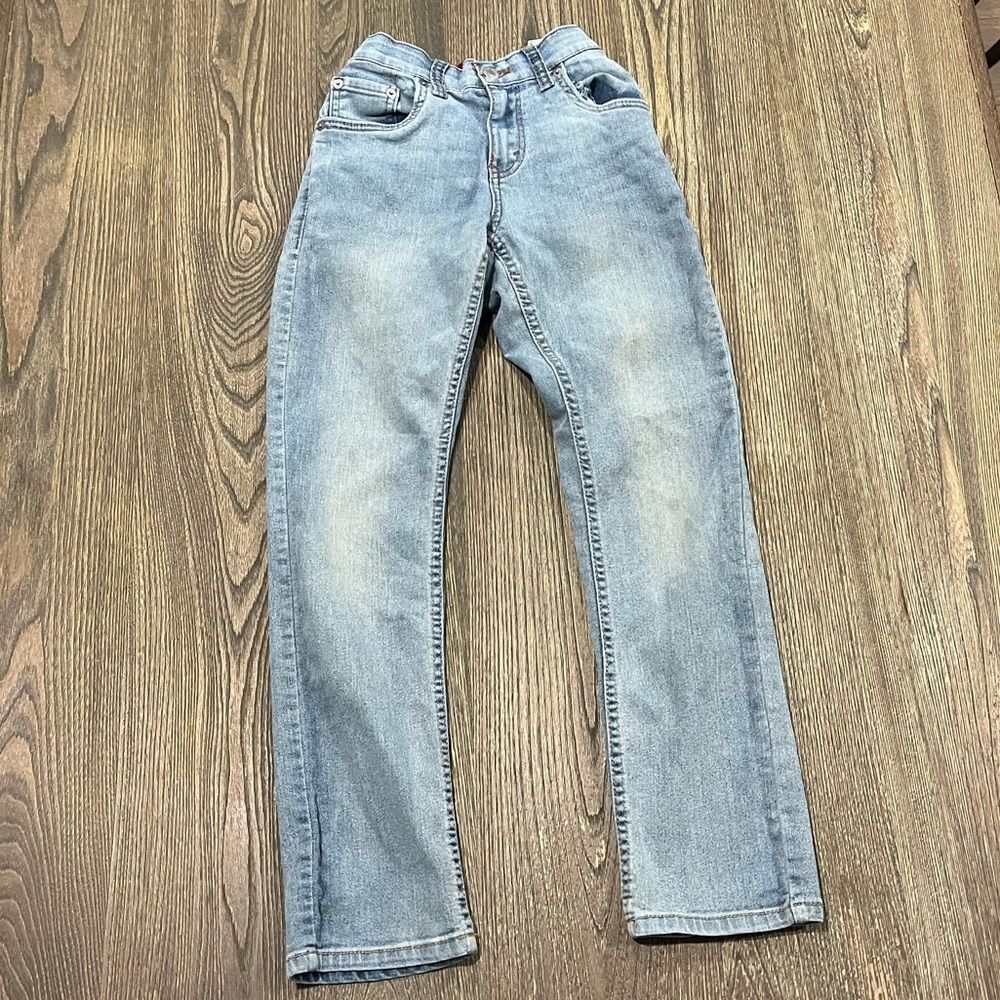 Levis Jeans Boys Straight Leg Mid Rise Light Wash Cotton Denim Blue Size 12